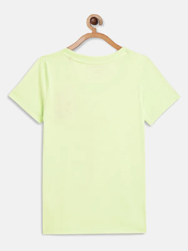 Neon Green Graphic Round Neck