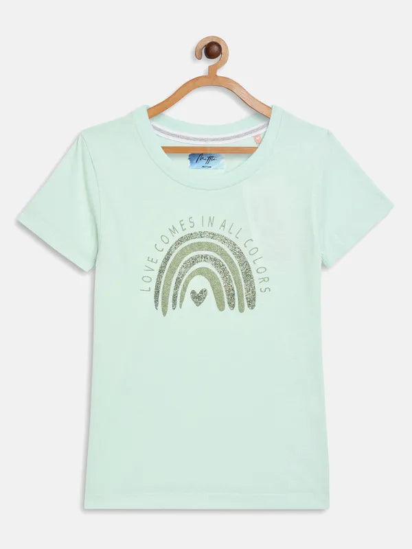 Ice Green Graphic Round Neck