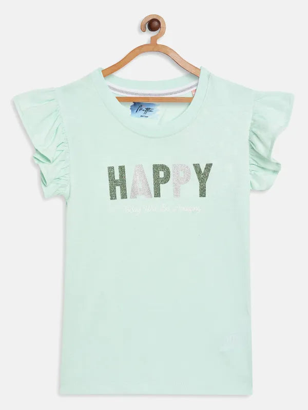 Ice Green Graphic Round Neck