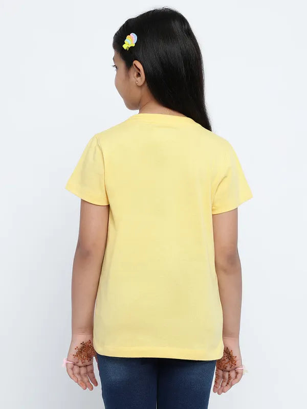 Mettle Girls Typography Round Neck Cottont-Shirt