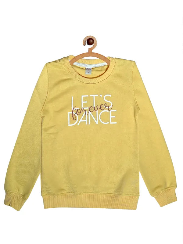 Mettle Girls Yellow Printed Fleece Sweatshirt