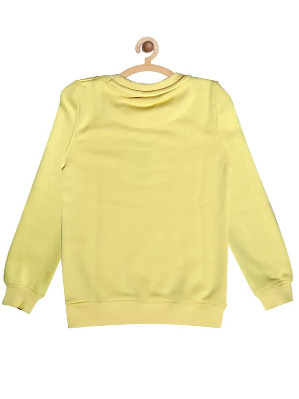 Mettle Girls Yellow Printed Fleece Sweatshirt