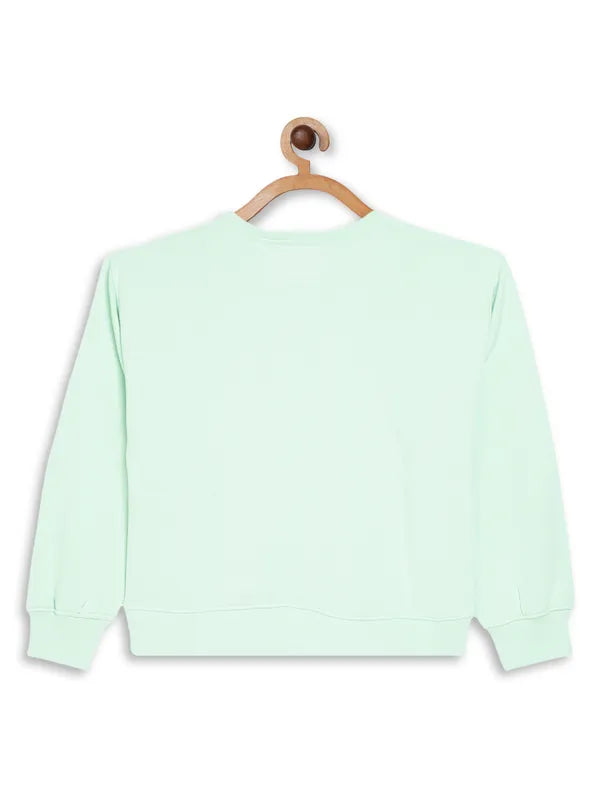 Mettle Girls Green Printed Sweatshirt