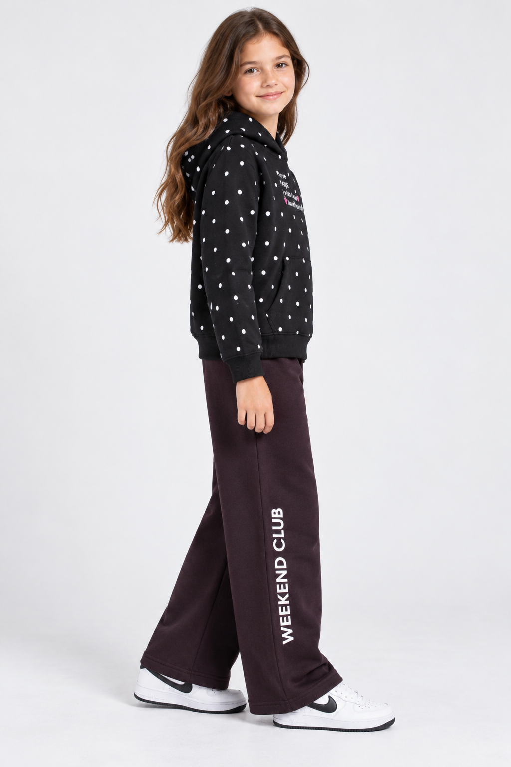 Junior Girls Regular Fit Cotton Brushed Fleece Printed Lower – Wine