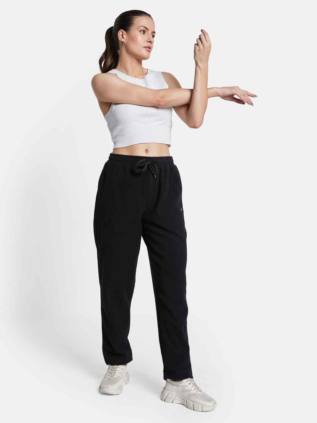 METTLE Women Regular Fit Mid Rise Fleece Track Pants