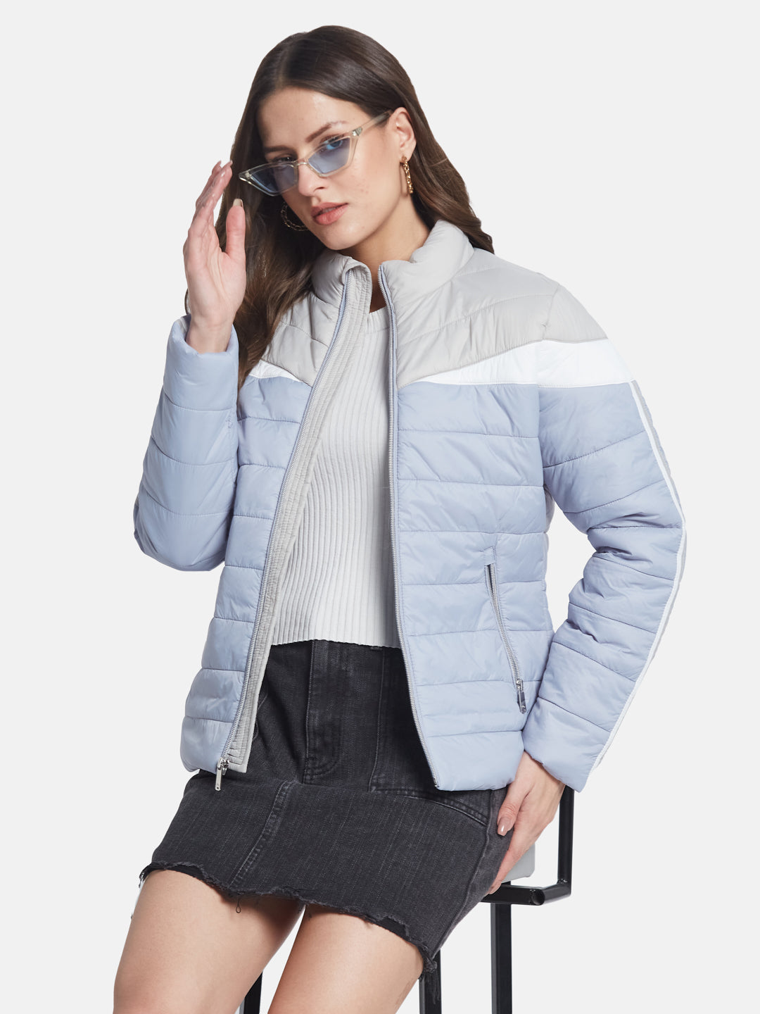 METTLE Women Colourblocked Padded Jacket