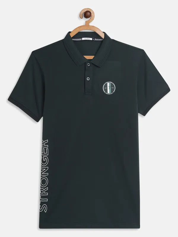 Octave Boys Green Polo Collar Applique T-Shirt