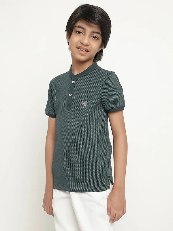 Octave Boys Self Designed Polo Collar Casual T-Shirt