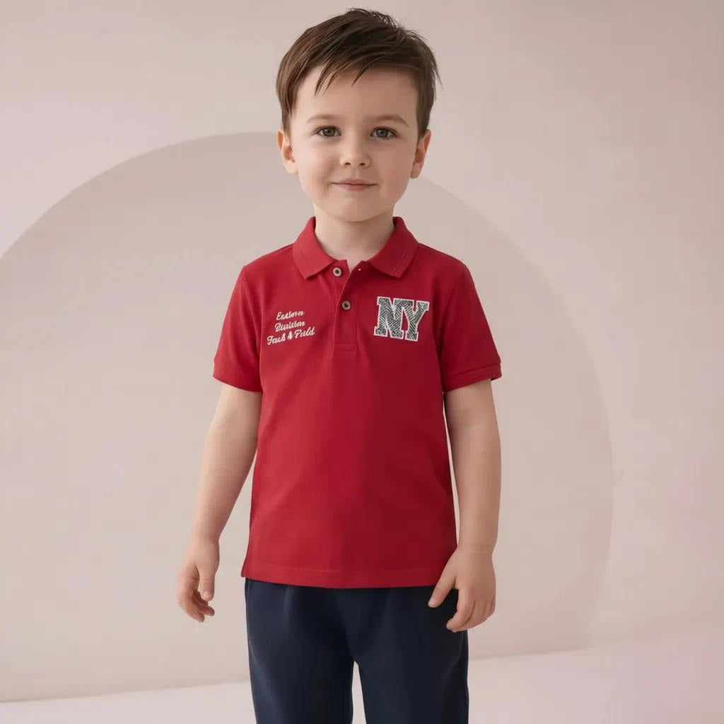 Octave Boys Typography Printed Polo Collar T-shirt