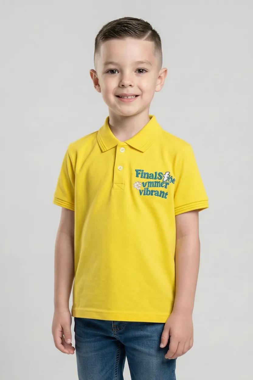 Boy Polo Collar Printed T-Shirt