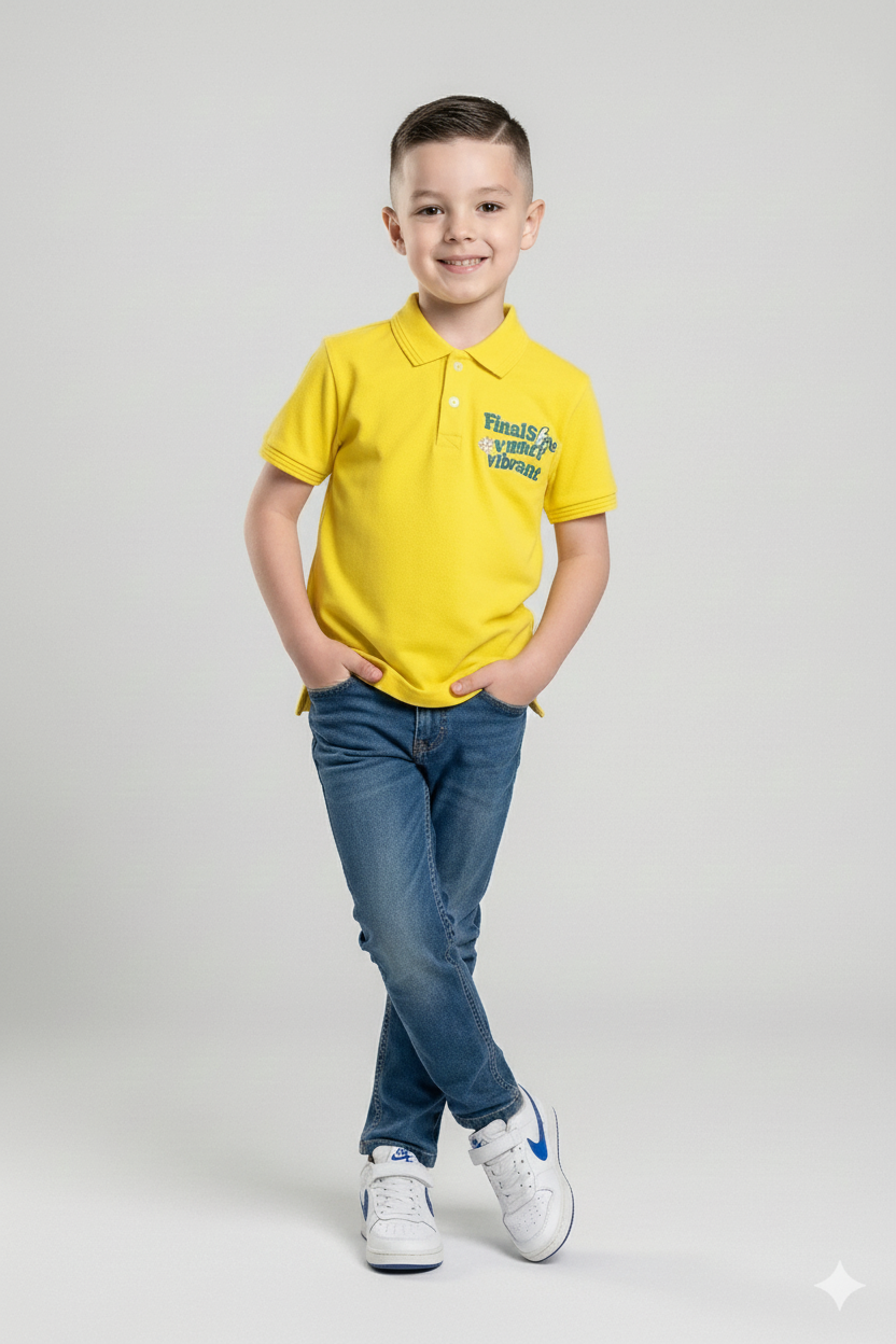 Boy Polo Collar Printed T-Shirt