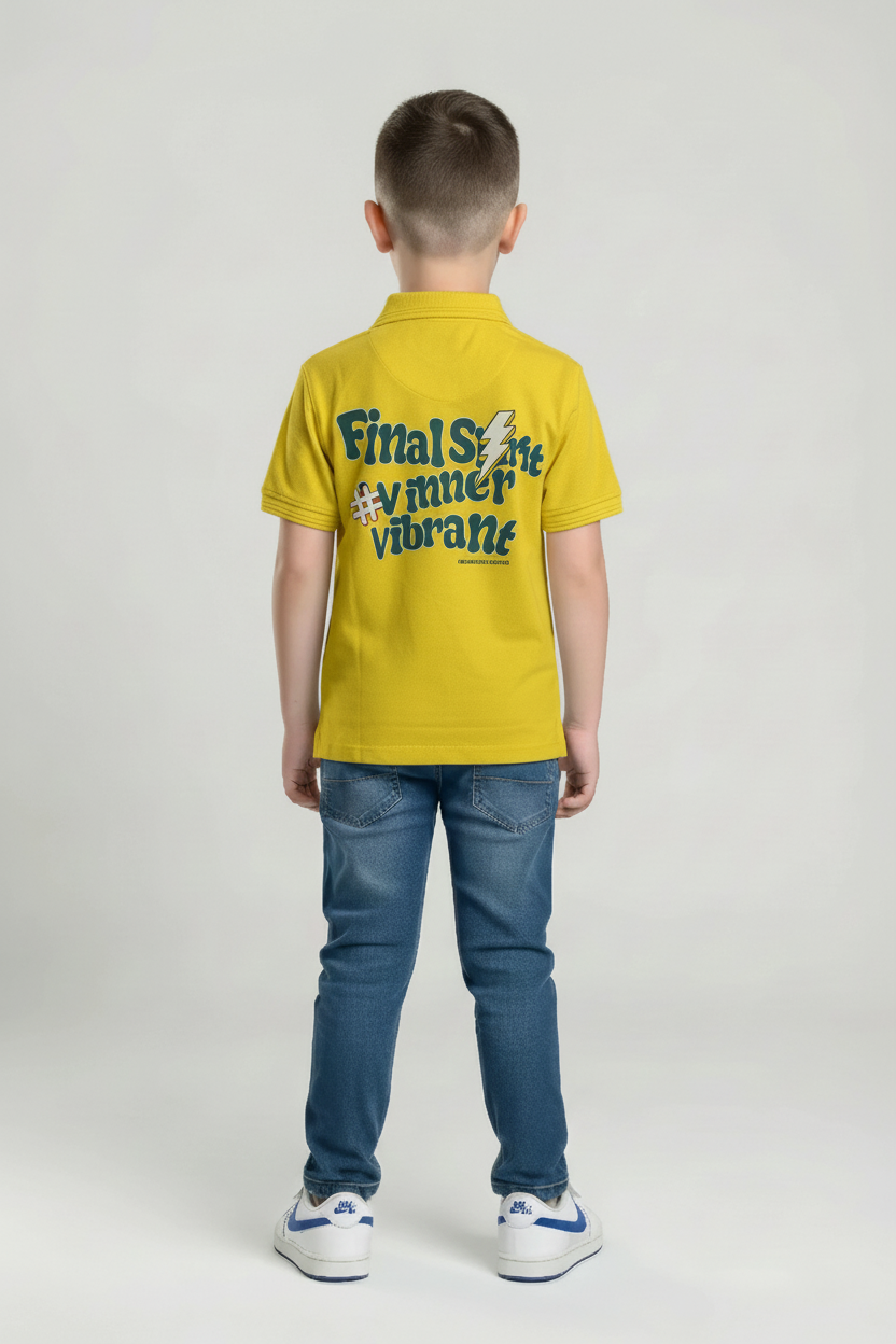 Boy Polo Collar Printed T-Shirt