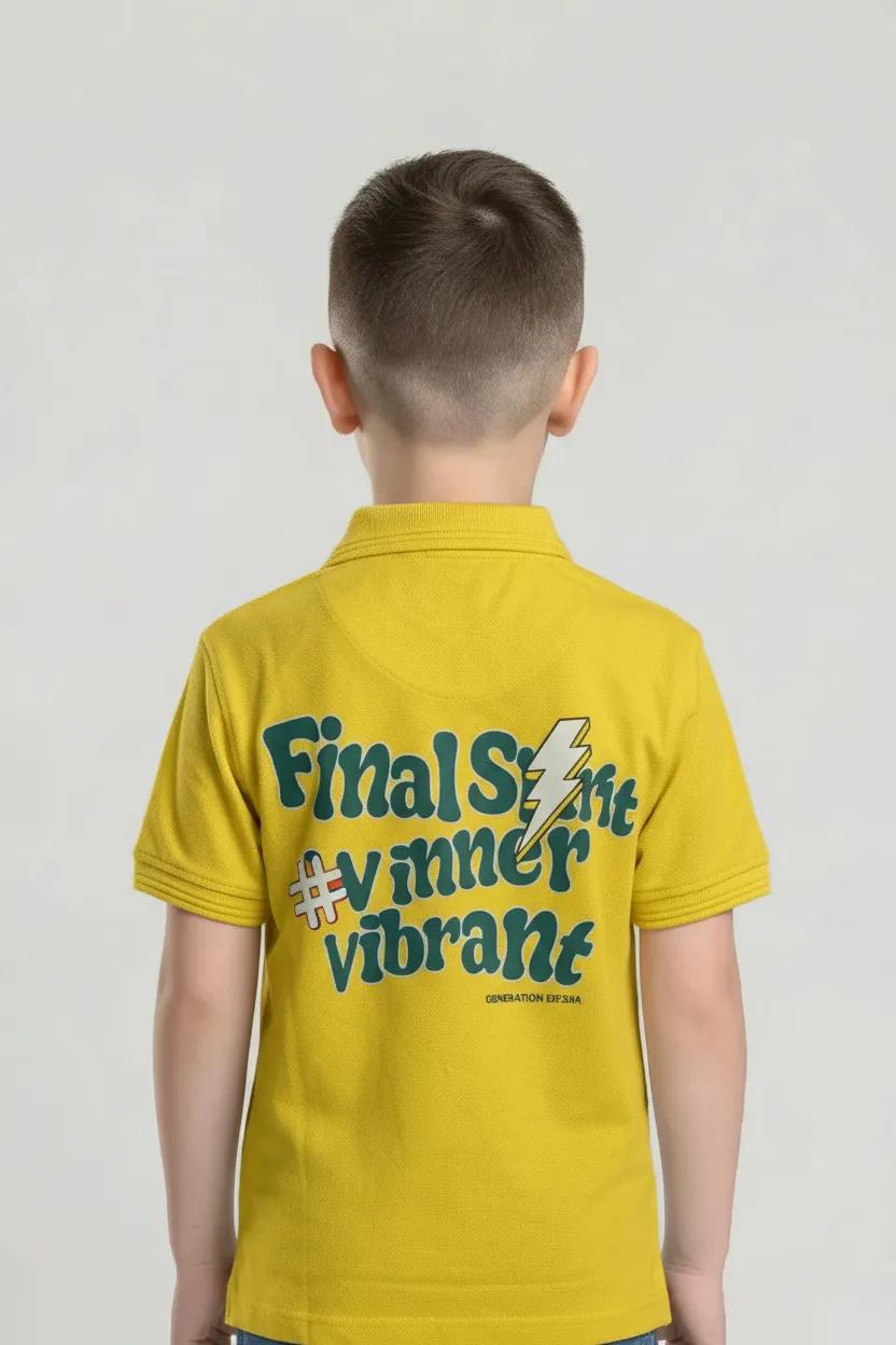 Boy Polo Collar Printed T-Shirt
