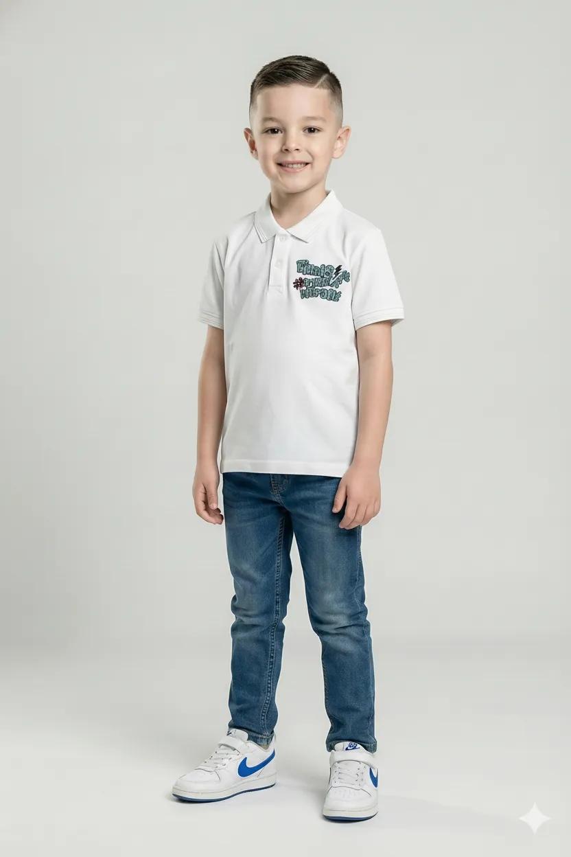 Boy Polo Collar Printed T-Shirt