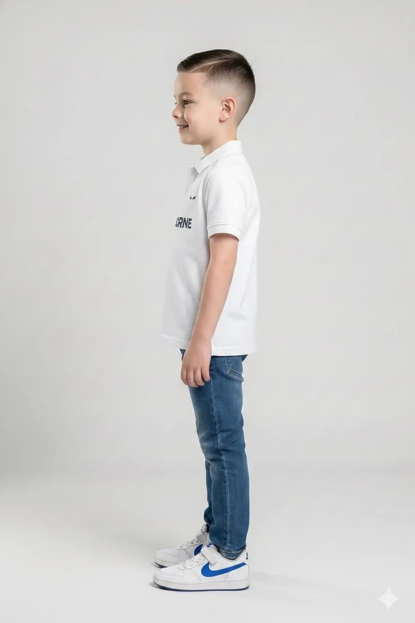 Boys Typography Printed Polo Collar T-shirt