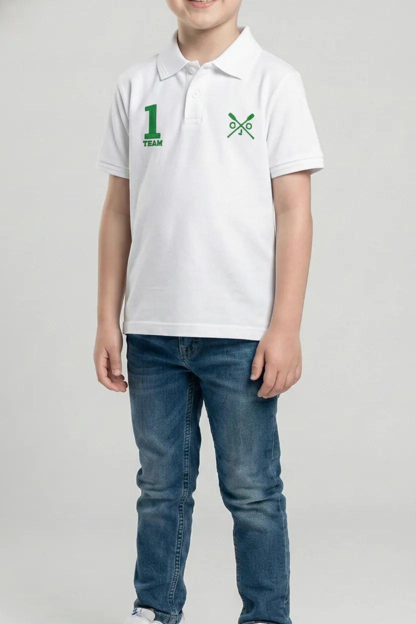Boys Printed Polo Collar Monochrome T-shirt