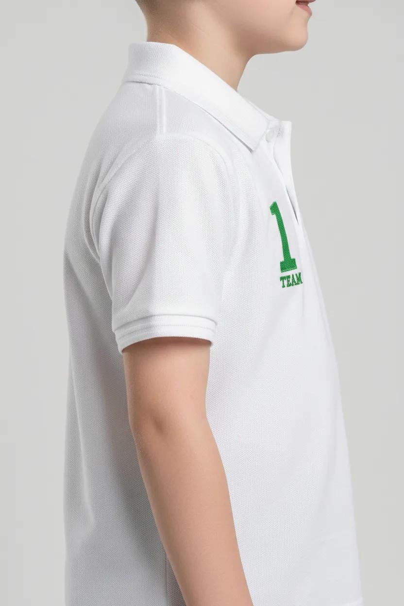 Boys Printed Polo Collar Monochrome T-shirt