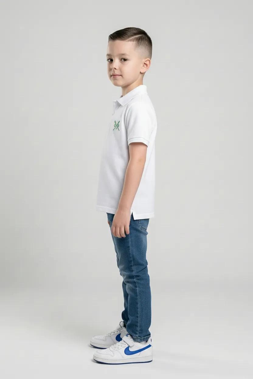 Boys Printed Polo Collar Monochrome T-shirt