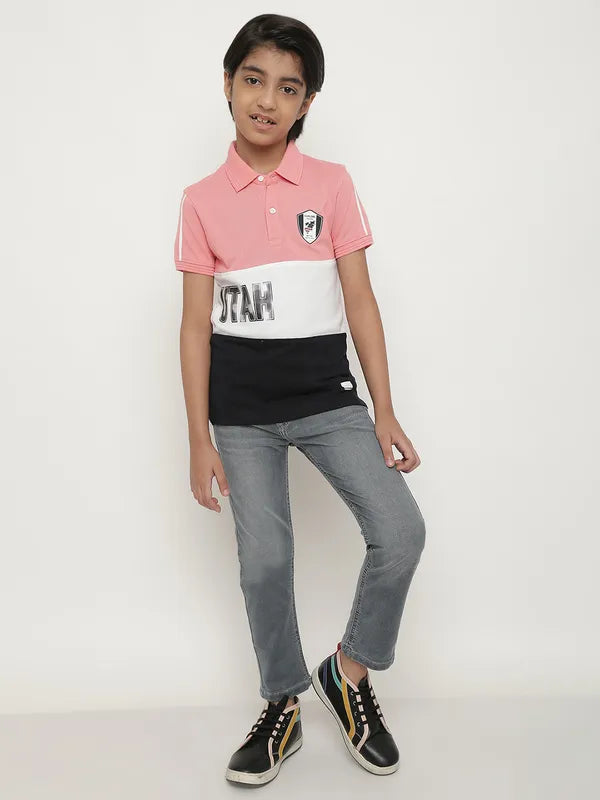 Octave Boys Coloublocked Polo Collar Casual T-Shirt