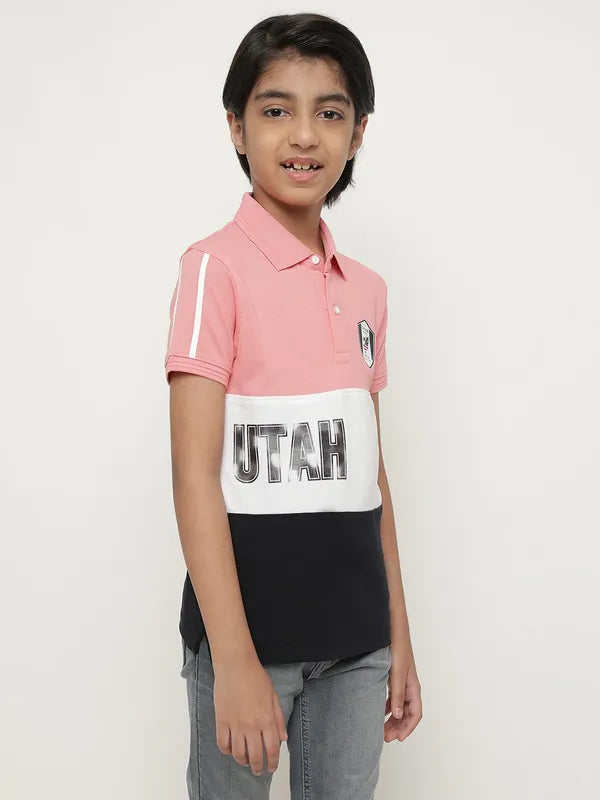 Octave Boys Coloublocked Polo Collar Casual T-Shirt