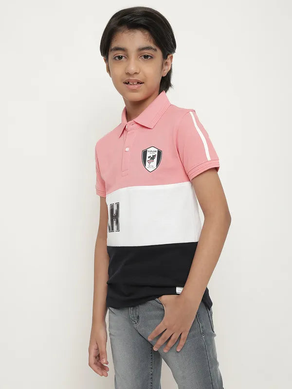 Octave Boys Coloublocked Polo Collar Casual T-Shirt