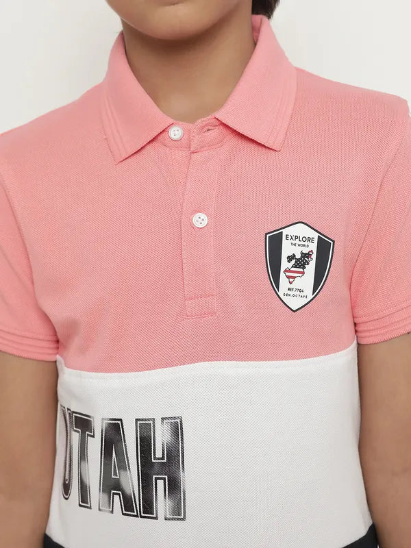 Octave Boys Coloublocked Polo Collar Casual T-Shirt