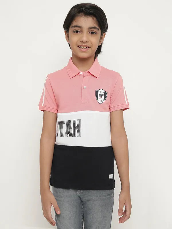 Octave Boys Coloublocked Polo Collar Casual T-Shirt