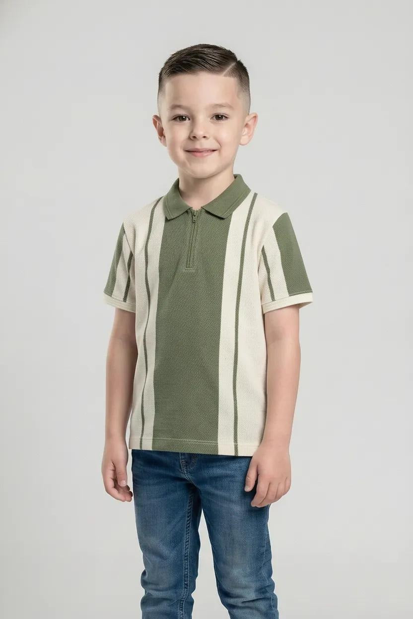 Boy ColourBlocked Polo Neck T-Shirt