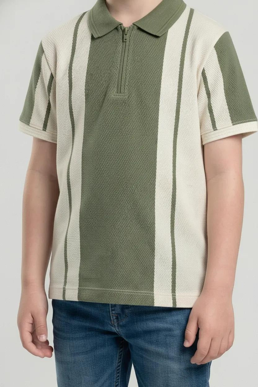 Boy ColourBlocked Polo Neck T-Shirt