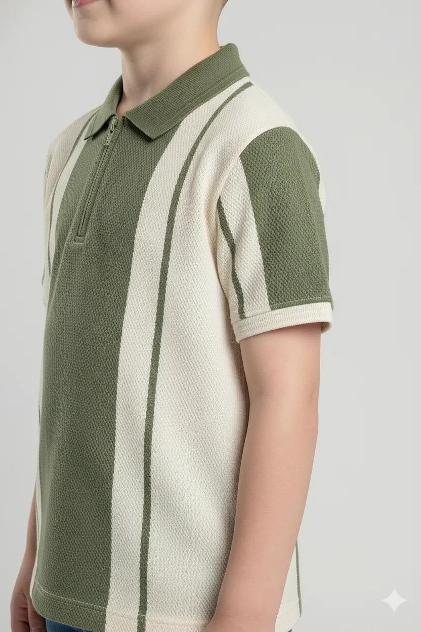 Boy ColourBlocked Polo Neck T-Shirt