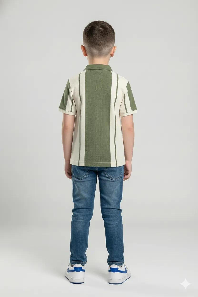 Boy ColourBlocked Polo Neck T-Shirt