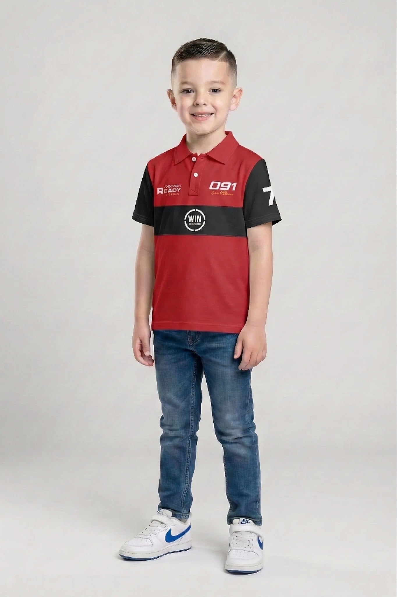 Boys Colourblocked Polo Collar T-shirt