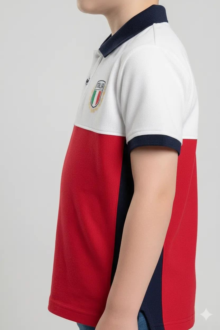 Octave Boys Colourblocked Cotton Polo Collar T-shirt