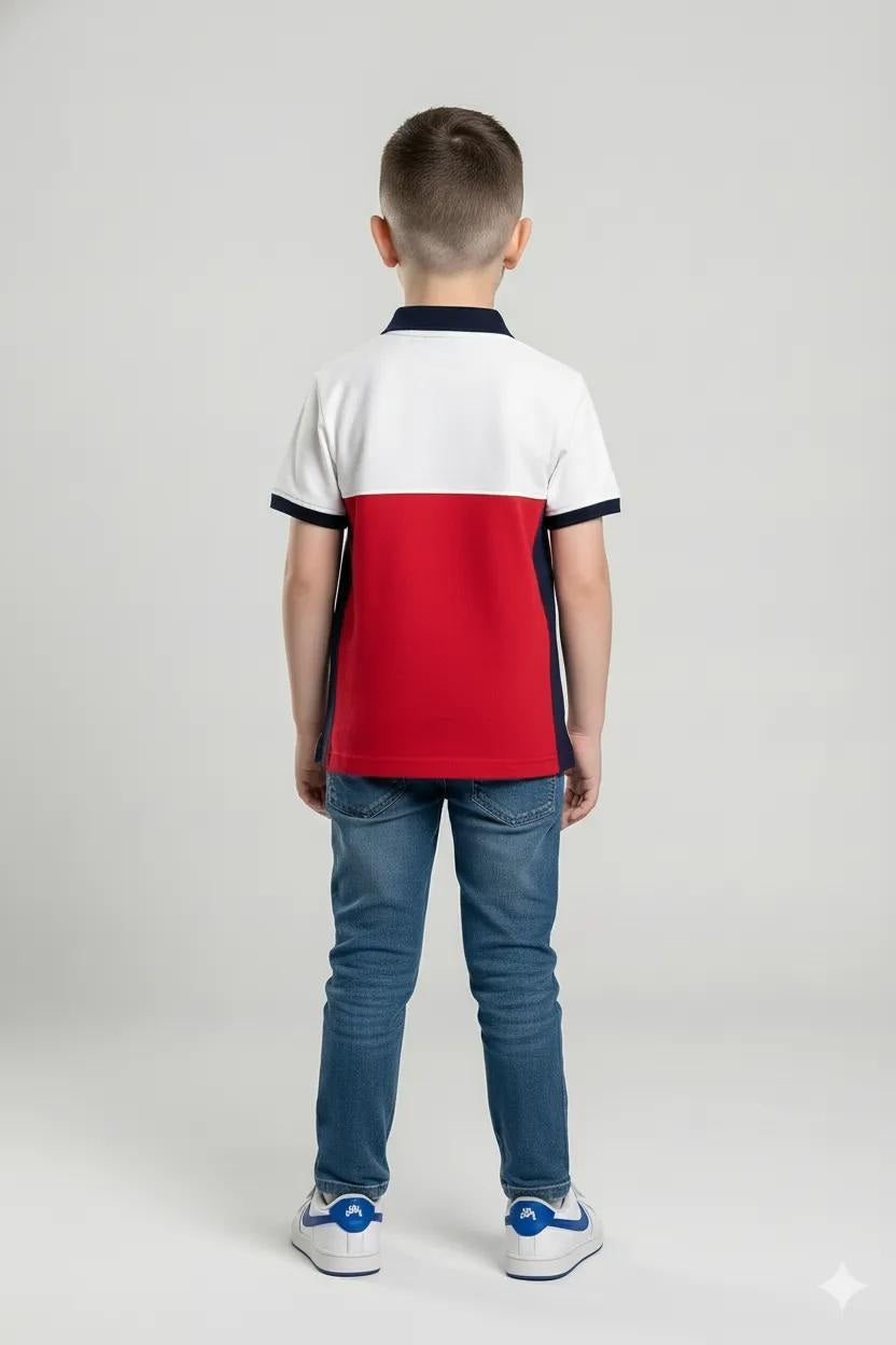 Octave Boys Colourblocked Cotton Polo Collar T-shirt