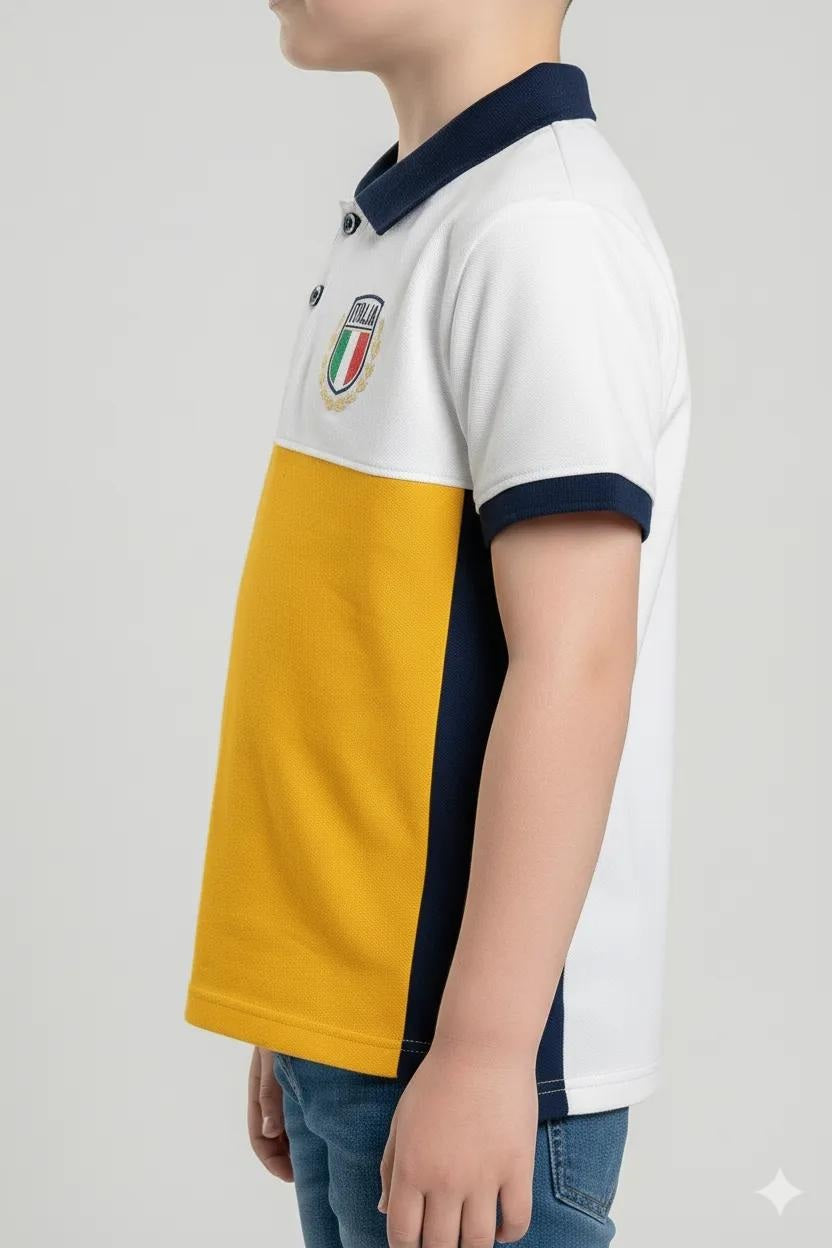 Octave Boy's Colourblocked Polo Collar T-shirt