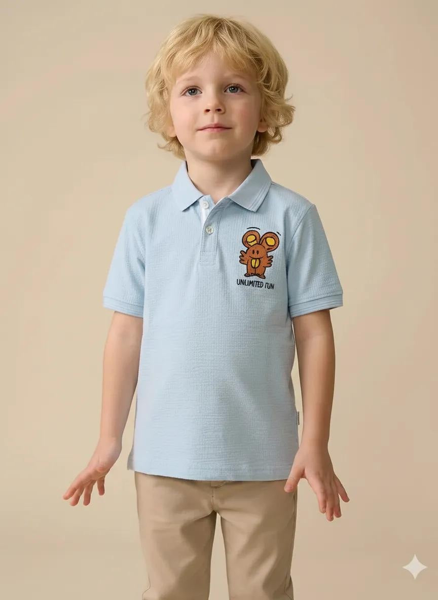 Boys Printed Polo Collar T-shirt