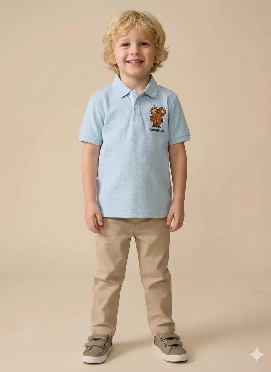 Boys Printed Polo Collar T-shirt