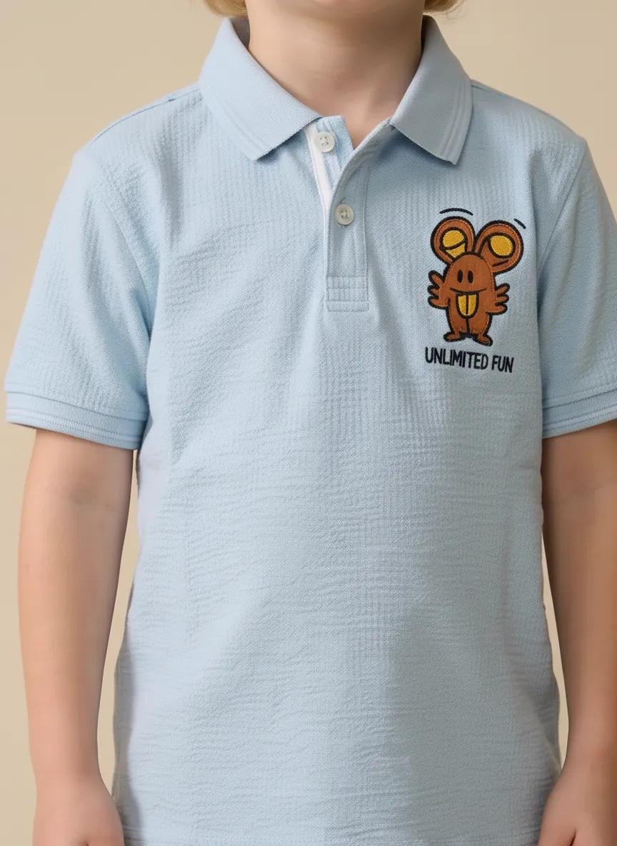 Boys Printed Polo Collar T-shirt