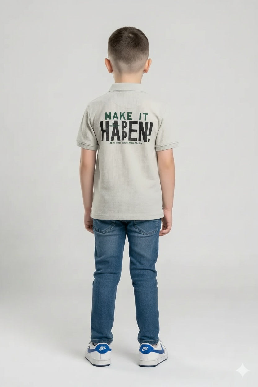 Boy Printed Polo Neck T-Shirt