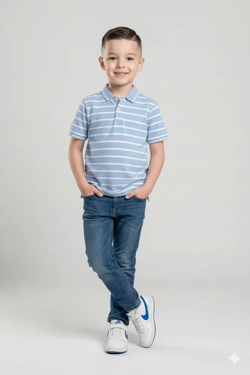 Octave Boys Striped Polo Collar T-shirt