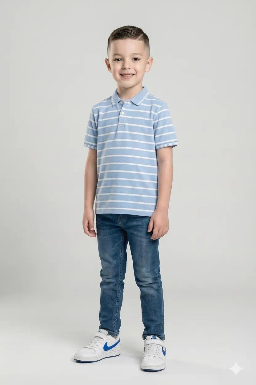 Octave Boys Striped Polo Collar T-shirt
