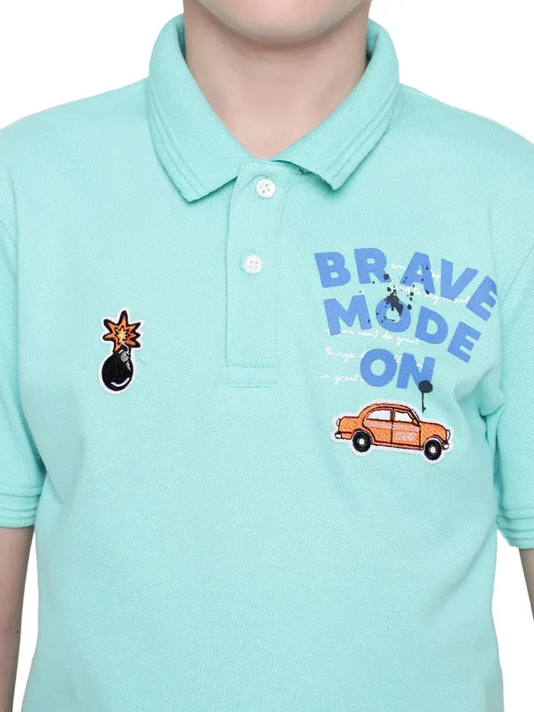 Octave Boy Typography Printed Polo Collar T-Shirt