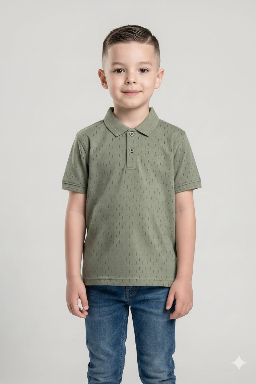 Boys Printed Polo Collar T-shirt