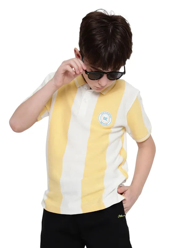 Octave Boys Striped Polo Collar Cotton T-Shirt