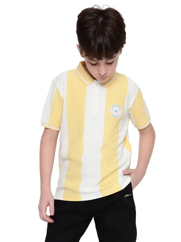 Octave Boys Striped Polo Collar Cotton T-Shirt