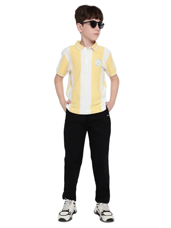 Octave Boys Striped Polo Collar Cotton T-Shirt