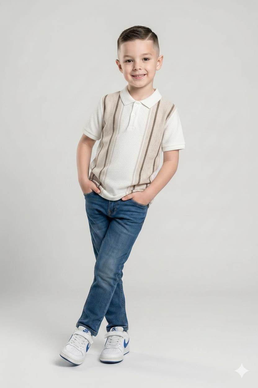 Boy Colourblocked Polo Neck T-Shirt