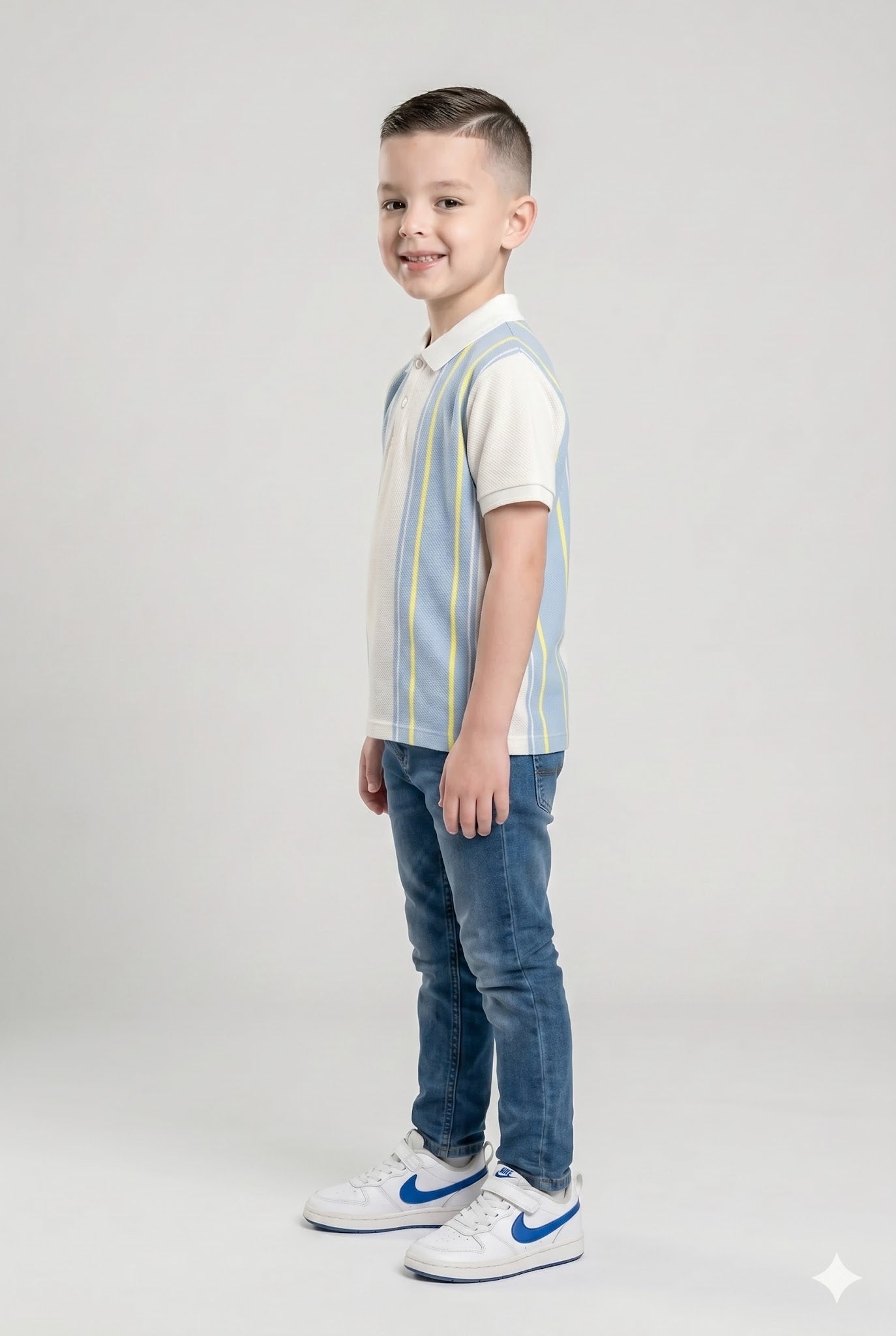 Boys Striped Polo Collar T-shirt