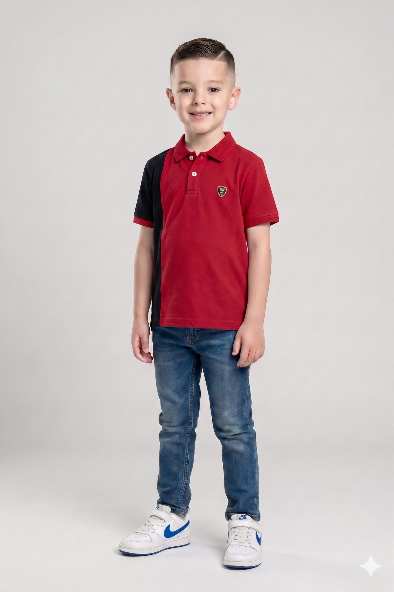 Boy Colourblocked Polo Neck T-Shirt