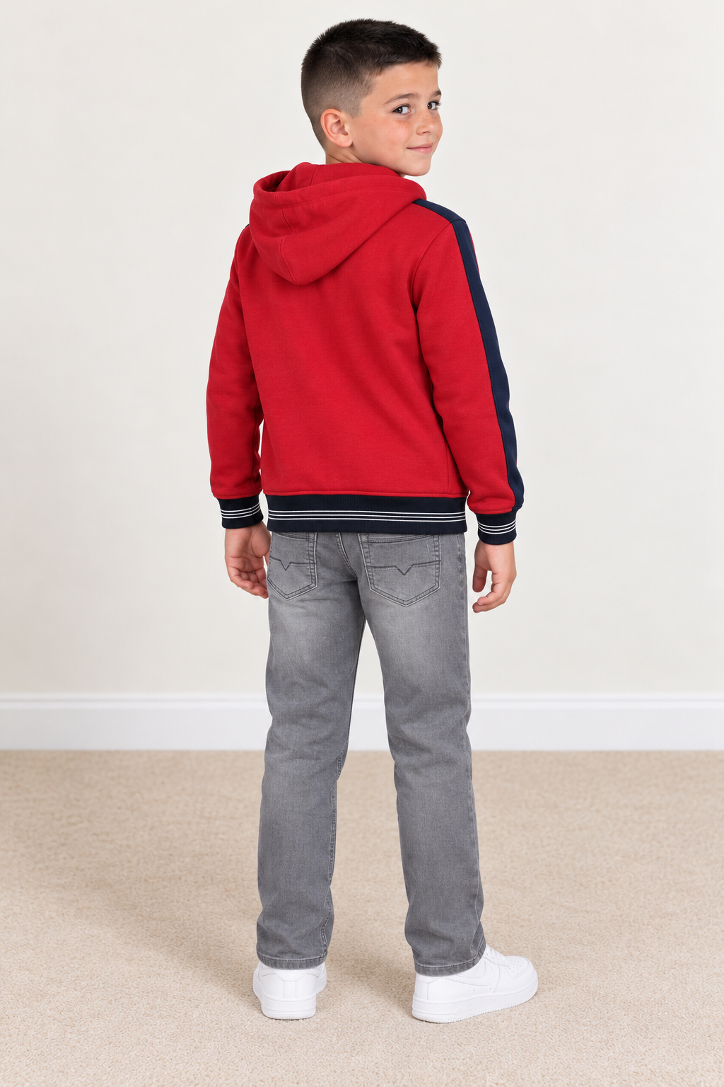 Junior Boys’ Smoke Grey Straight Fit Jeans with Five Pockets